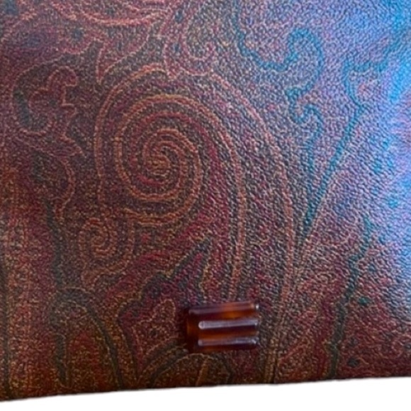 ETRO RARE PAISLEY TORTOISESHELL PATTERN PLASTIC HANDLE HANDBAG PVC/LEATHER - Picture 7 of 14